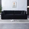 Streamdale Furniture Streamdale Black Corduroy Sofa With Pillows