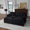 Streamdale Furniture Streamdale Black Deep Seat Sectional Sofa With Ottomans & Pillows