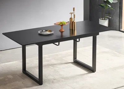 Streamdale Furniture Streamdale Black Extendable Dining Table, Space-saving Kitchen Table (70.86" X 31.5" X 29.5")