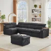 Streamdale Furniture Streamdale Black Fabric Sectional Sofa With Storage Ottoman