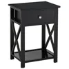 Streamdale Furniture Streamdale Black Farmhouse Side Table With Storage And X-frame Shelf