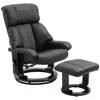 Streamdale Furniture Streamdale Black Faux Leather Recliner Chair With Ottoman