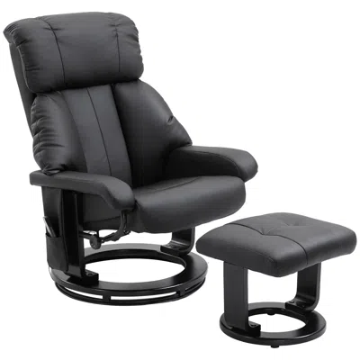 Streamdale Furniture Streamdale Black Faux Leather Recliner Chair With Ottoman