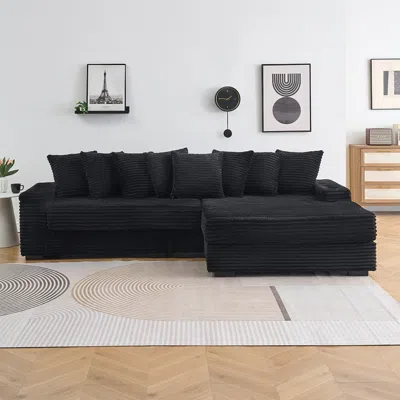 Streamdale Furniture Streamdale Black Flannelette Sofa W/ 8 Throw Pillows