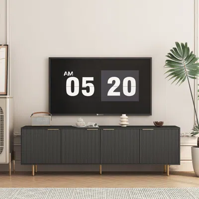 Streamdale Furniture Streamdale Black Fluted Tv Stand 68" - Entertainment Center