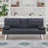 Streamdale Furniture Streamdale Black Leather Double Folding Sofa Bed & Table