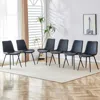 Streamdale Furniture Streamdale Black Leatherback Dining Chairs With Curved Cushions (set Of 6)