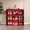 Streamdale Furniture Streamdale Black Led Light Shoe Box Three Layers With Glass Doors