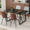 Streamdale Furniture Streamdale Black Marble Dining Set - 55" Table & 4 Pu Chairs