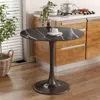 Streamdale Furniture Streamdale Black Marble Round Dining Table - Modern Kitchen/living Room, 24 Inch In Black