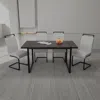 Streamdale Furniture Streamdale Black Mdf Dining Table And Pu Dining Chair Set (4)