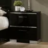 Streamdale Furniture Streamdale Black Nightstand With Usb Charger & Chrome Accents