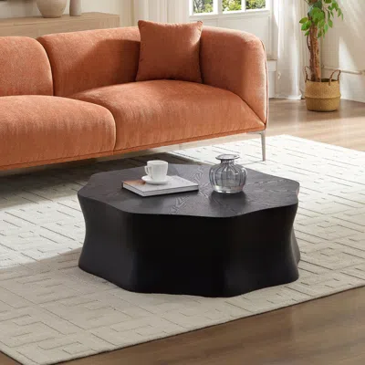 Streamdale Furniture Streamdale Black Petal Coffee Table - Birch Veneer, Brushed Sides In Orange