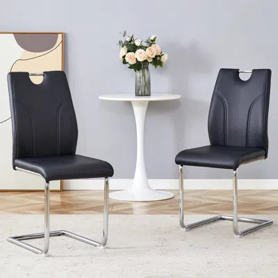 Streamdale Furniture Streamdale Black Pu Dining Chair Set (set Of 2)