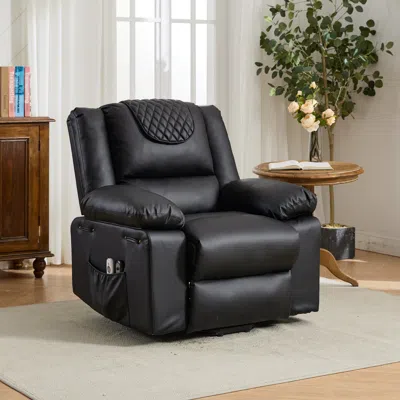 Streamdale Furniture Streamdale Black Pu Remote-controlled Heating And Massage Assistive Recliner For Seniorsi