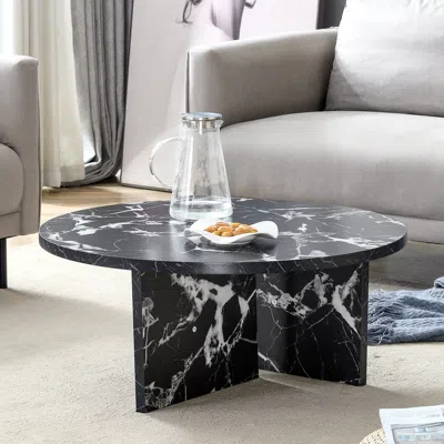 Streamdale Furniture Streamdale Black Round Coffee Table - Modern & Nordic (31.5")