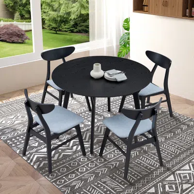 Streamdale Furniture Streamdale Black Round Kitchen Table & 4 Fabric Chairs