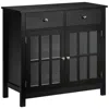 Streamdale Furniture Streamdale Black Sideboard Buffet Cabinet With Glass Doors