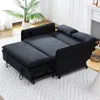 Streamdale Furniture Streamdale Black Striped Sofa Bed - Adjustable Arms & Back - 65.74 Inch