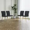 Streamdale Furniture Streamdale Black Teddy Wool Dining Chairs With Goldplated Legs (set Of 4)