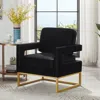 Streamdale Furniture Streamdale Black Velvet Accent Chair With Gold Metal Base