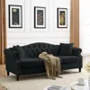 Streamdale Furniture Streamdale Black Velvet Chesterfield Sofa