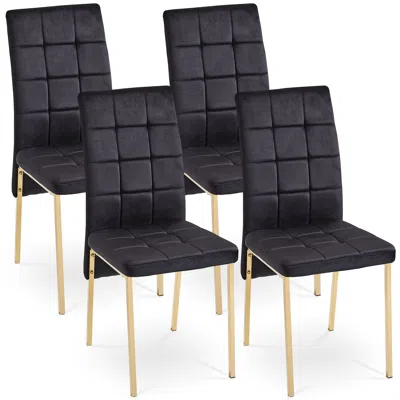 Streamdale Furniture Streamdale Black Velvet Nordic Dining Chair (set Of 4)