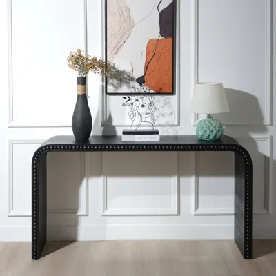 Streamdale Furniture Streamdale Black Wood Console Table With Wood Beads