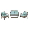 Streamdale Furniture Streamdale Black/brown Patio Set 4-piece Wicker & Metal Furniture With Tempered Glass Table