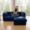 Streamdale Furniture Streamdale Blue Chenille 2-seater Sofa With Ottoman Storage