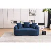 Streamdale Furniture Streamdale Blue Chenille Compression Sofa With Pillows