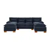 Streamdale Furniture Streamdale Blue Chenille Fabric With Double Lounge Chair Combination Sofa