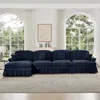 Streamdale Furniture Streamdale Blue Chenille Modular Sectional Sofa With Ottoman In Blue