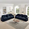 Streamdale Furniture Streamdale Blue Chenille Sleeper Sofa With Ottomans In Blue