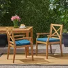 Shop Streamdale Furniture Streamdale Blue Cushion Patio Chairs - Wood Arm Dining Set (set Of 2)