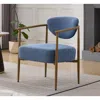 Streamdale Furniture Streamdale Blue Fabric Dining/living/bedroom Chair With Metal Frame, Wood Grain Visual.