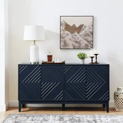 Streamdale Furniture Streamdale Blue Farmhouse Buffet Cabinet - 60.5" Sideboard