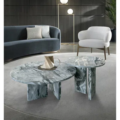 Streamdale Furniture Streamdale Blue Gray Marble Coffee Table Set