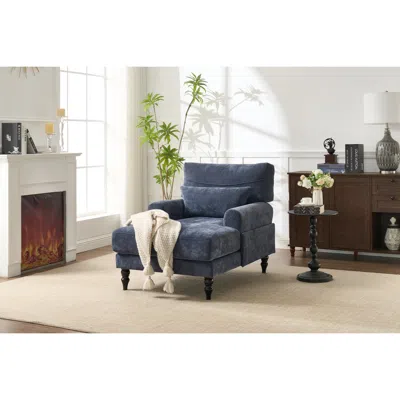 Streamdale Furniture Streamdale Blue Modern Chaise Lounge Sofa Recliner