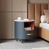Streamdale Furniture Streamdale Blue Round Nightstand Sofa End Table With Drawer & Shelf In Gray