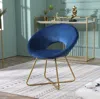 Streamdale Furniture Streamdale Blue Silky Velvet Upholstered Accent Chair With Gold Tone Finished Base