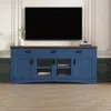 Streamdale Furniture Streamdale Blue Tv Console - 67" Wide, Glass Doors & Drawers In Blue