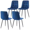 Streamdale Furniture Streamdale Blue Velvet Dining Chairs Set Of 4,modern Kitchen Dining Room Chairs