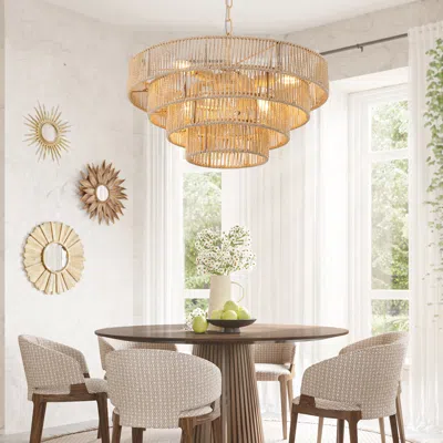 Streamdale Furniture Streamdale Bohemian 4-tier Rattan Chandelier, 19.7