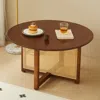 Streamdale Furniture Streamdale Bohemian Round Coffee Table, Mid-century With Pe Cane Stand