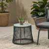 Streamdale Furniture Streamdale Boho-chic Glass-top End Table With Woven Rope Texture