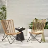 Streamdale Furniture Streamdale Boho-chic Wicker Patio Chair Set With Geometric Base