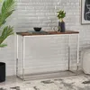 Streamdale Furniture Streamdale Boho Glam Console Table Handcrafted Recycled Wood & Silver Steel