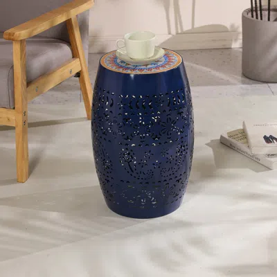 Streamdale Furniture Streamdale Boho Mosaic Side Table Unique Ceramic Tile Top, Durable Metal Frame