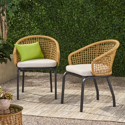 Streamdale Furniture Streamdale Boho Rattan Patio Chair Set - Weather-resistant Cushions